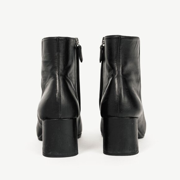 Prada Black Leather Block-Heel Ankle Boots - Picture 3 of 10